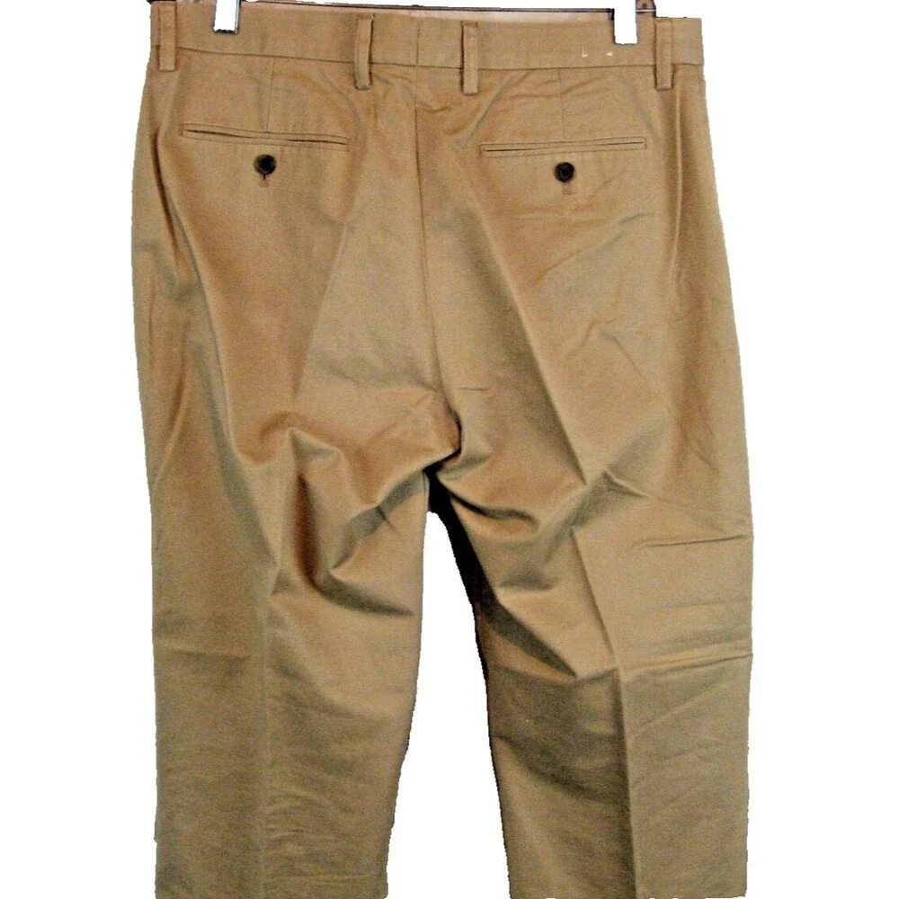 Mens J Crew Khaki Cotton Flat Front Chino Pants sz 33x32